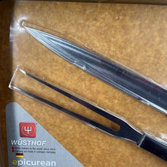 Wusthof Carving Set Black Handles with Epicurean Cutting Board Sealed New In Box - Picture 4 of 14